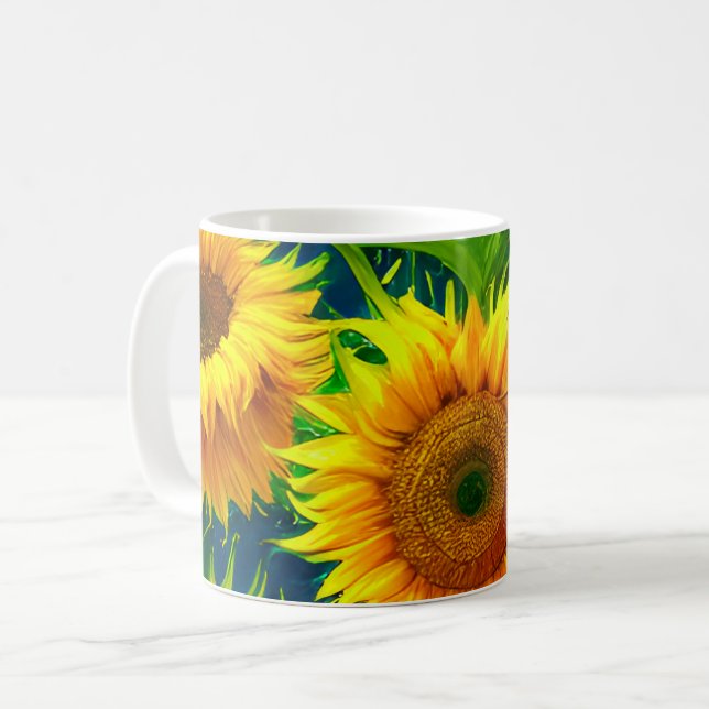 Sunflower Art Coffee Mug (Front Left)