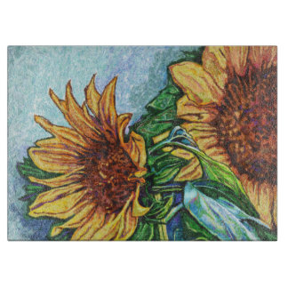 Sunflower Art Glass Cutting Board
