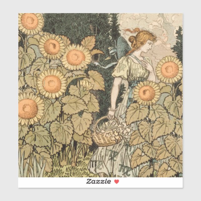Sunflower Art Nouveau Garden Grasset Woman (Sheet)