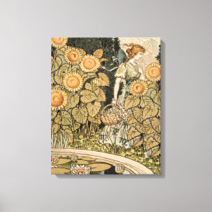 Sunflower Art Nouveau Garden Grasset Woman Canvas Print