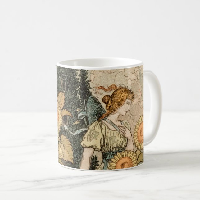 Sunflower Art Nouveau Garden Grasset Woman Coffee Mug (Front Right)