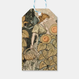 Sunflower Art Nouveau Garden Grasset Woman Gift Tags