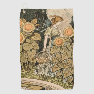 Sunflower Art Nouveau Garden Grasset Woman Golf Towel