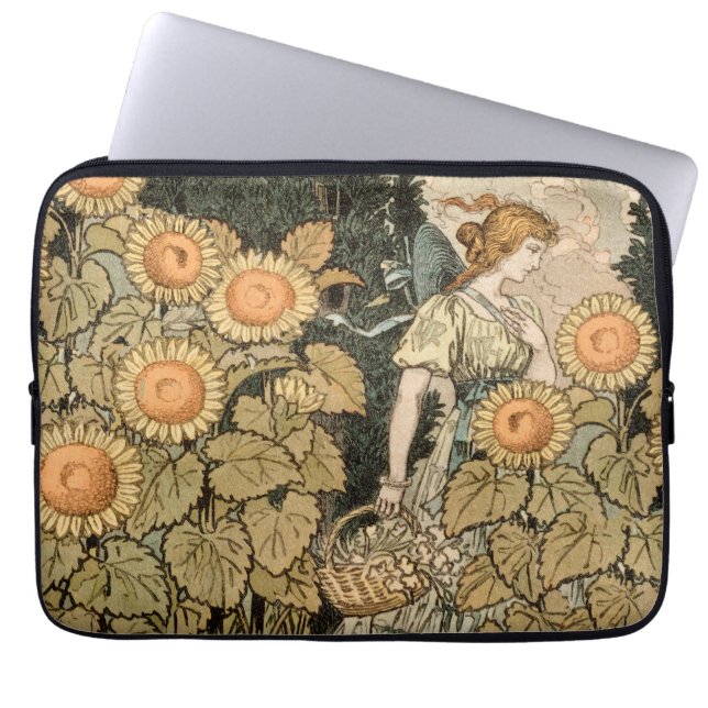 Sunflower Art Nouveau Garden Grasset Woman Laptop Sleeve (Front)