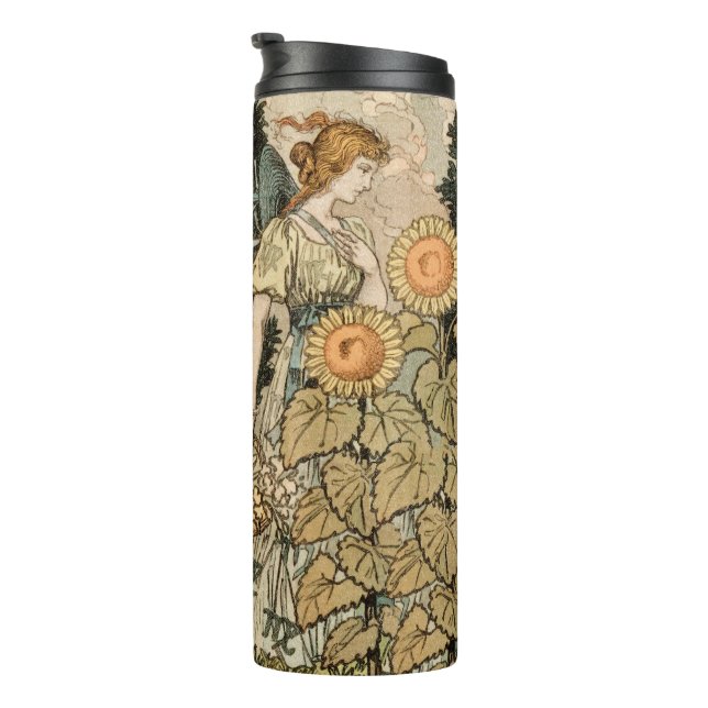 Sunflower Art Nouveau Garden Grasset Woman Thermal Tumbler (Rotated Right)
