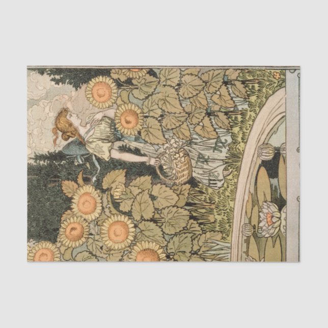 Sunflower Art Nouveau Garden Grasset Woman Tissue Paper (Front)