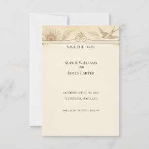 Sunflower Art Nouveau Save the Date Card