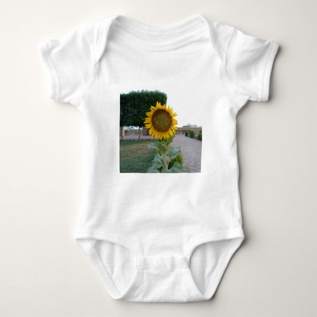 Sunflower Art Print Baby Bodysuit (Front)
