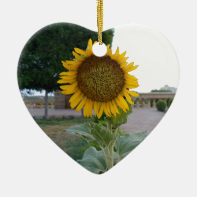 Sunflower Art Print Ceramic Tree Decoration (Front)