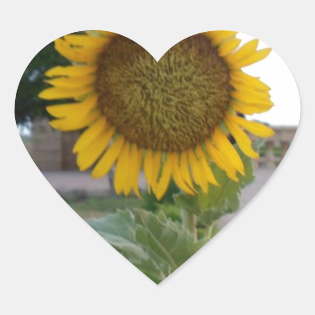 Sunflower Art Print Heart Sticker (Front)