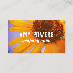 sunflower art yellow cheerful double sided business card