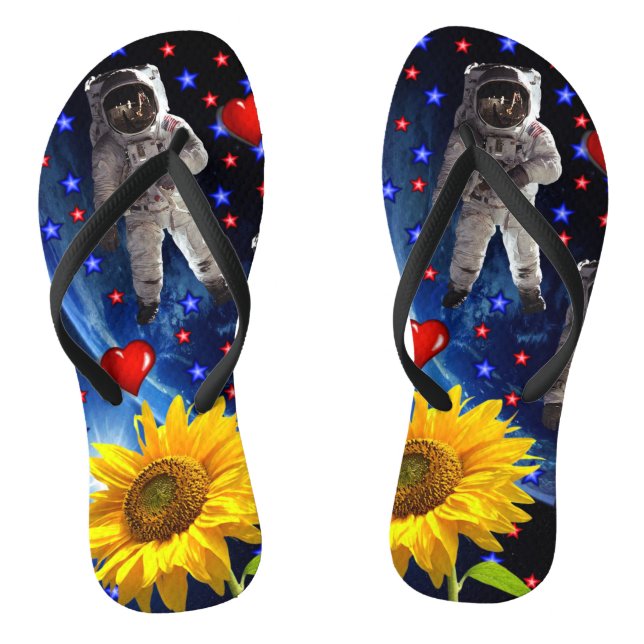 Sunflower Astronaut Flip Flops (Footbed)