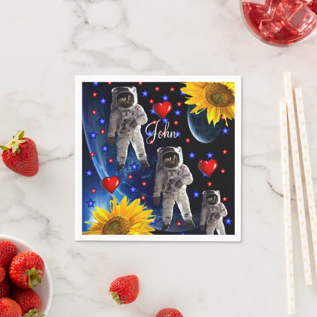 Sunflower Astronaut Paper Napkins (Insitu)