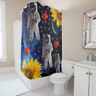 Sunflower Astronaut Shower Curtain