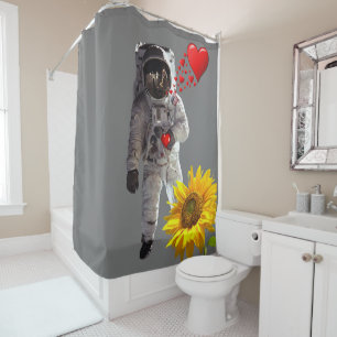 Sunflower Astronaut Shower Curtain