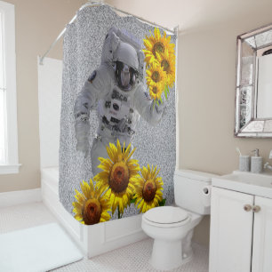Sunflower Astronaut Shower Curtain
