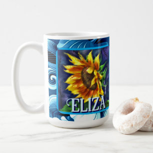 Sunflower at Night Flower Floral Personalised Coffee Mug