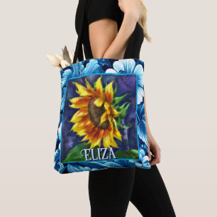 Sunflower at Night Flower Floral Personalised Tote Bag
