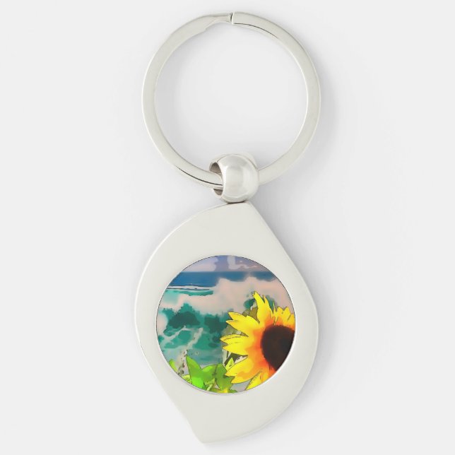 Sunflower at the Beach Key Ring (Front)