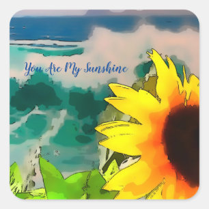 Sunflower at the Beach you are my sunshine Square Sticker