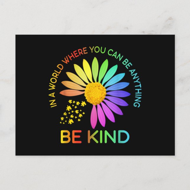 Sunflower Autism Awareness Be Kind Puzzle Mom Postcard (Front)