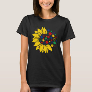 Sunflower Autism Awareness Be Kind Puzzle Mom Supp T-Shirt
