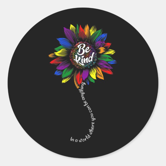 Sunflower Autism Awareness Be Kind Puzzle Mum Supp Classic Round Sticker (Front)