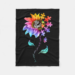 Sunflower Autism Awareness Be Kind Puzzle Mum Supp Fleece Blanket