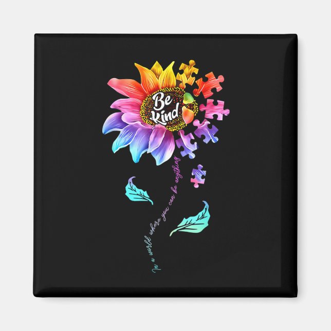 Sunflower Autism Awareness Be Kind Puzzle Mum Supp Magnet (Front)