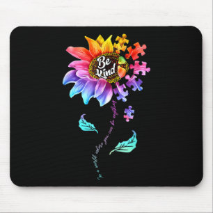 Sunflower Autism Awareness Be Kind Puzzle Mum Supp Mouse Mat