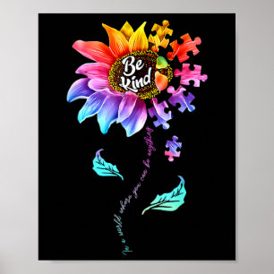 Sunflower Autism Awareness Be Kind Puzzle Mum Supp Poster