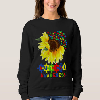 Sunflower Autism Puzzle Piece Cool Awareness S Sweatshirt