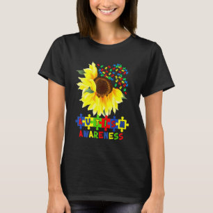 Sunflower Autism Puzzle Piece Cool Awareness S T-Shirt