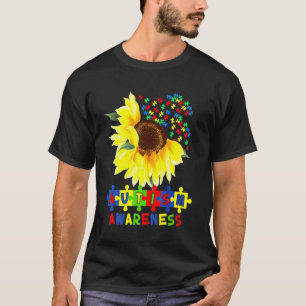 Sunflower Autism Puzzle Piece Cool Awareness S T-Shirt