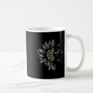 Sunflower Autism Puzzle Piece Ribbon Cool Awarenes Coffee Mug
