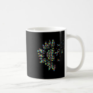 Sunflower Autism Puzzle Piece Ribbon Cool Awarenes Coffee Mug