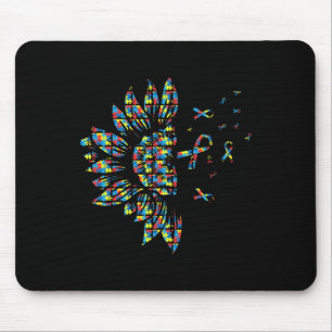 Sunflower Autism Puzzle Piece Ribbon Cool Awarenes Mouse Mat