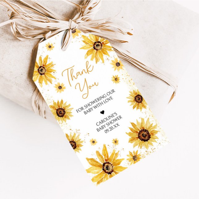 Sunflower Autumn Baby Shower Favour Tags (Sunflower Baby Shower Favor Tags)