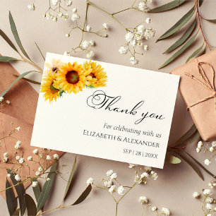 Sunflower Autumn Fall Wedding Thank You Cards