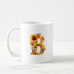 Sunflower B Letter Graphic Shirt for Women Cute Coffee Mug
