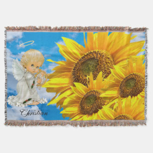 Sunflower Baby Angel Floral Throw Blanket