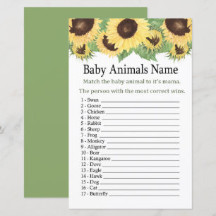 Sunflower Baby Animals Name Game