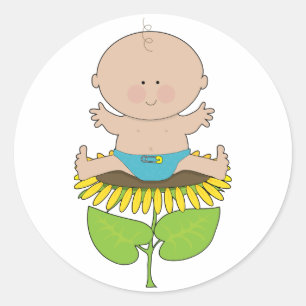 Sunflower Baby Boy Classic Round Sticker