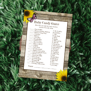Sunflower Baby Candy Baby Shower Game   Pink Invitation