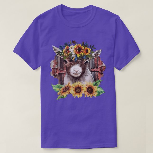Sunflower Baby Goat Farmlife Cute Farm Animal  T-Shirt (Design Front)