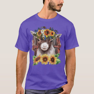 Sunflower Baby Goat Farmlife Cute Farm Animal  T-Shirt