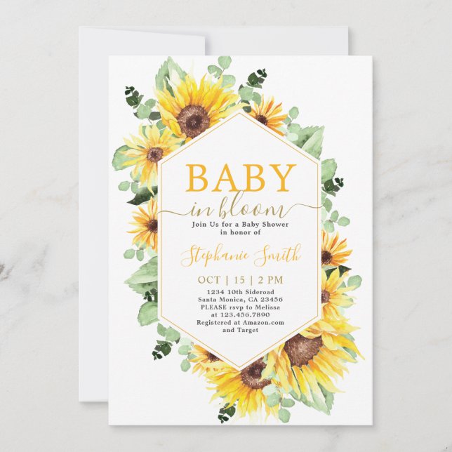 Sunflower Baby in Bloom Baby Shower Invitation (Front)