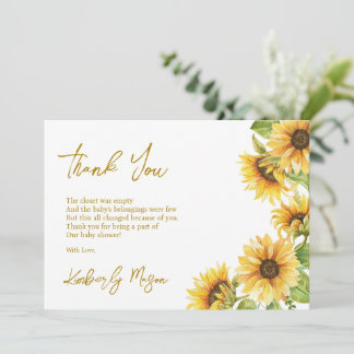 Sunflower | Baby in Bloom Baby Shower Thank You Card