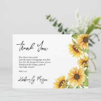Sunflower | Baby in Bloom Baby Shower Thank You Card