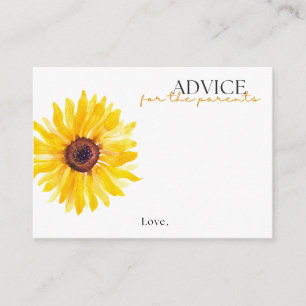 Sunflower Baby Shower Advice Card Floral Advice